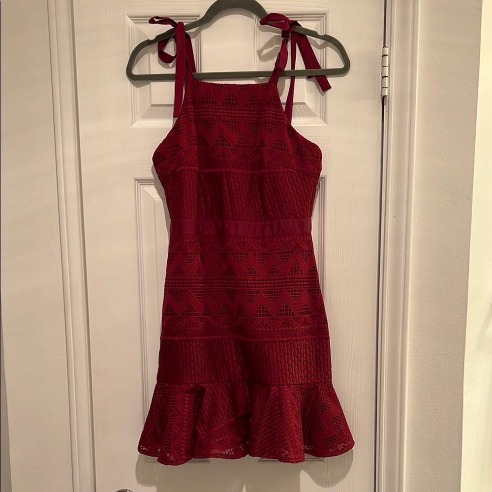 Red Ruffled Bodycon Halter Dress for Cocktail